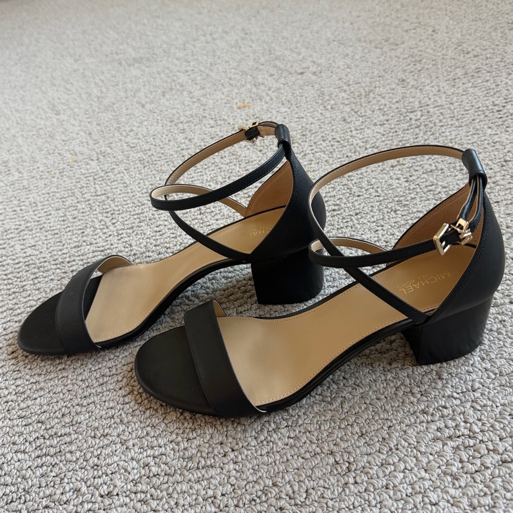 MICHAEL Michael Kors Black Strappy Low Block Heel Sandals